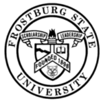 A black and white image of the frostburg state seal.