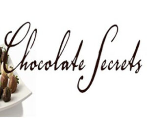 "Chocolate Secrets logo with dessert plate"