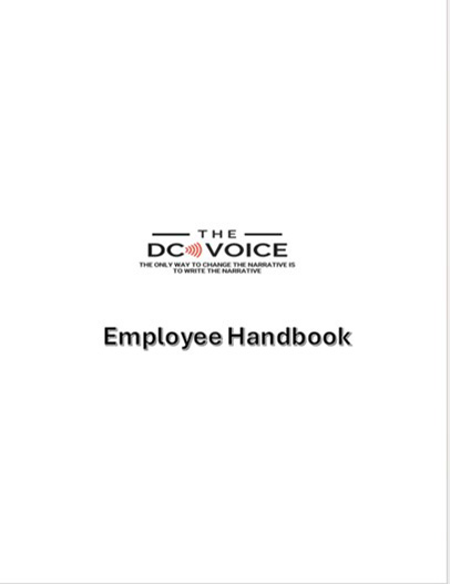 Employee handbook cover titled "The DC Voice."