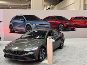 Hyundai car displayed at an auto show.