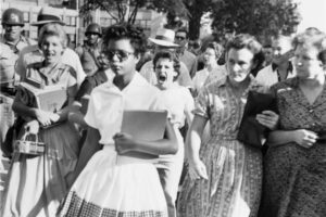 Civil rights march with diverse participants.