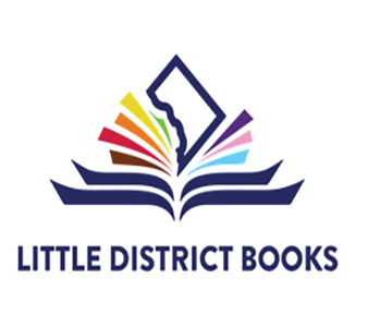 Little District Books logo with colorful open book