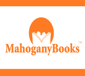 MahoganyBooks orange logo with open book